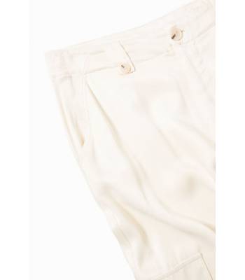 PANTALON CARGO WIDE LEG SATINE