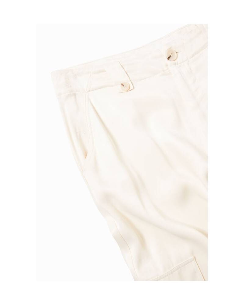 PANTALON CARGO WIDE LEG SATINE