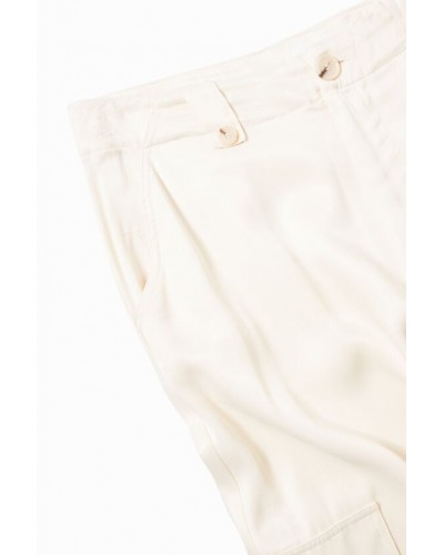 PANTALON CARGO WIDE LEG SATINE